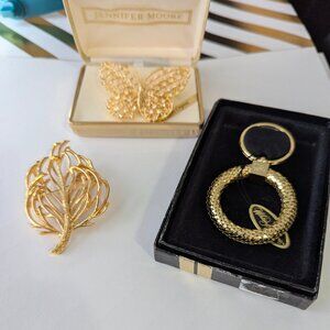 Vintage Brooches lot Whiting and Davis* Jennifer Moore* Monet Leaf Great conditi